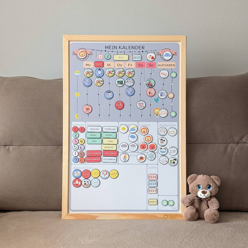 Magnetischer Schulkalender für Kinder – Woche, Aufgaben & Termine auf einen Blick