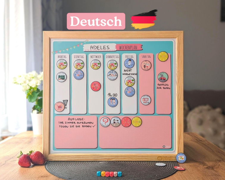 Magnetischer Wochenplaner für Schulkinder – ab 6 & mitwachsend