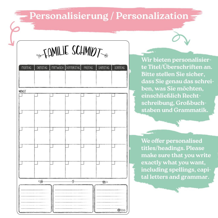 Magnetic Family Calendar - Monthly & Weekly Layout