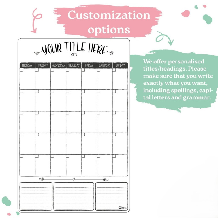 Monthly Magnetic Family Calendar