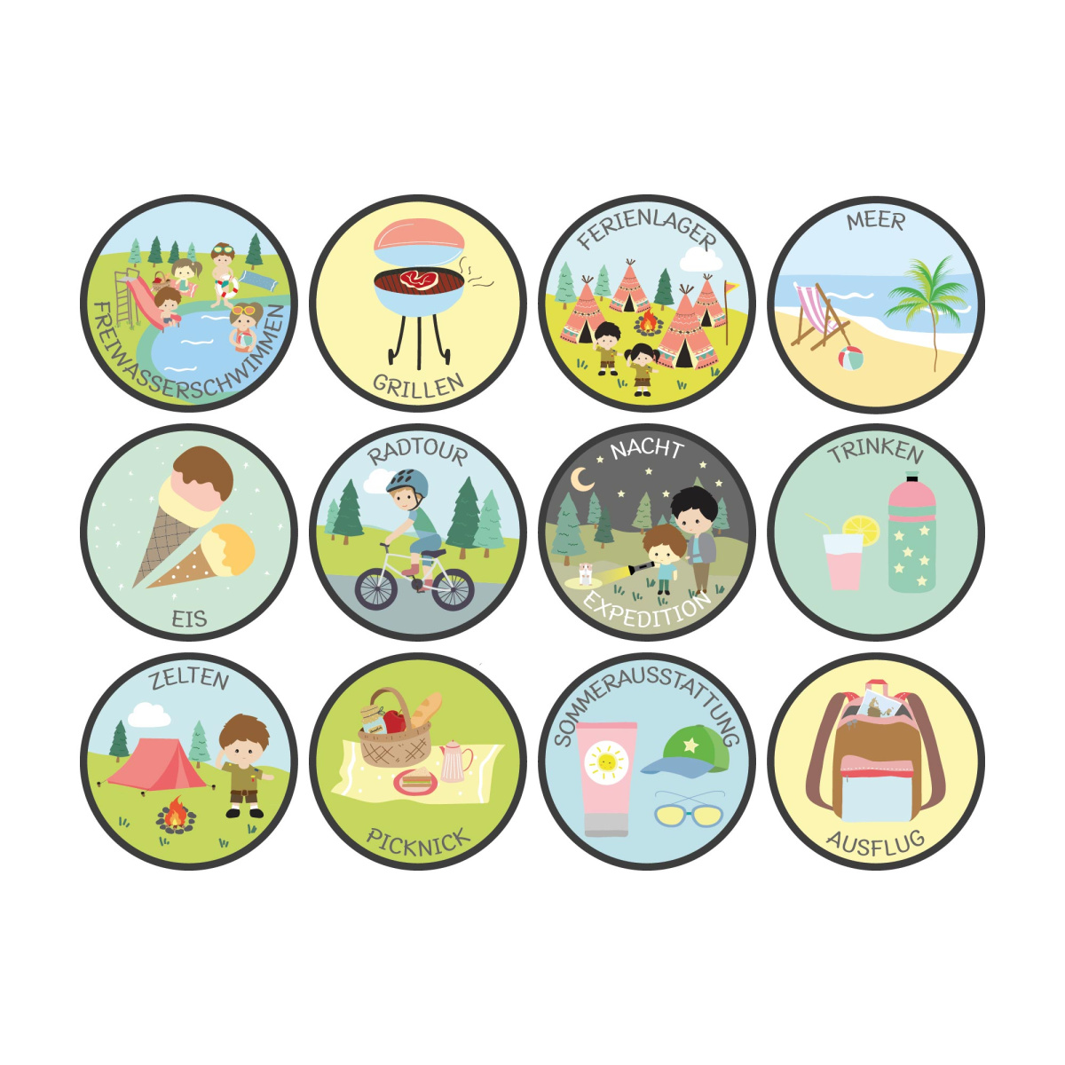 Sommer-Aktivitäten-Magnete Set
