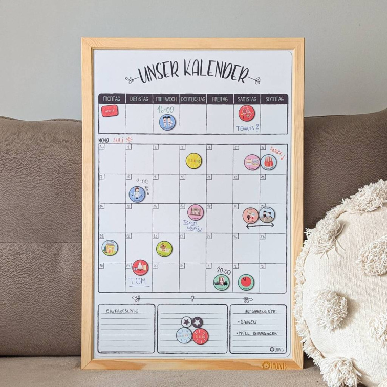 Magnetischer Familienkalender - Monats- & Wochenansicht