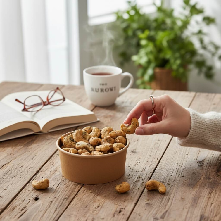 Pražené kešu s jemnými bylinkami