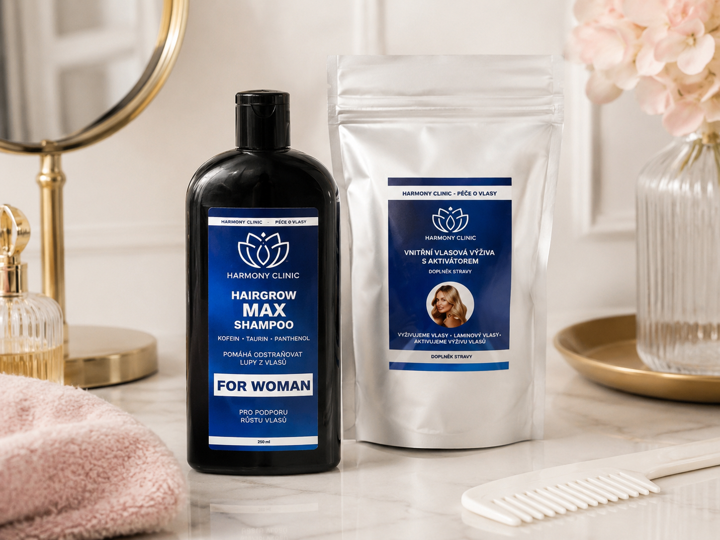 Výhodný balíček ZDRAVÉ VLASY PRO ŽENY - RENOHAIR MAX & HAIRGROW SHAMPOO