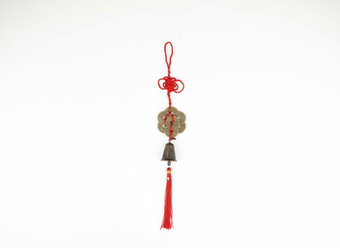 Ověs kolo mincí a zvonek - Stylový a praktický doplněk