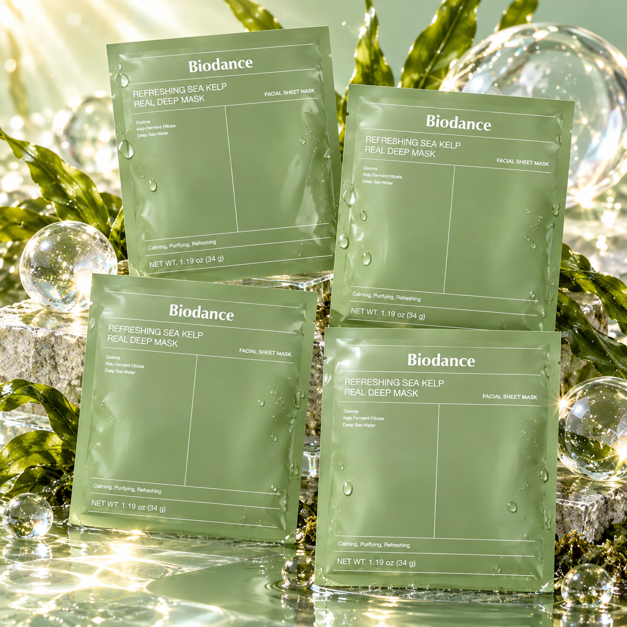 Zklidňující hydrogelová maska s mořskými řasami – Biodance 4 ks × 34 g