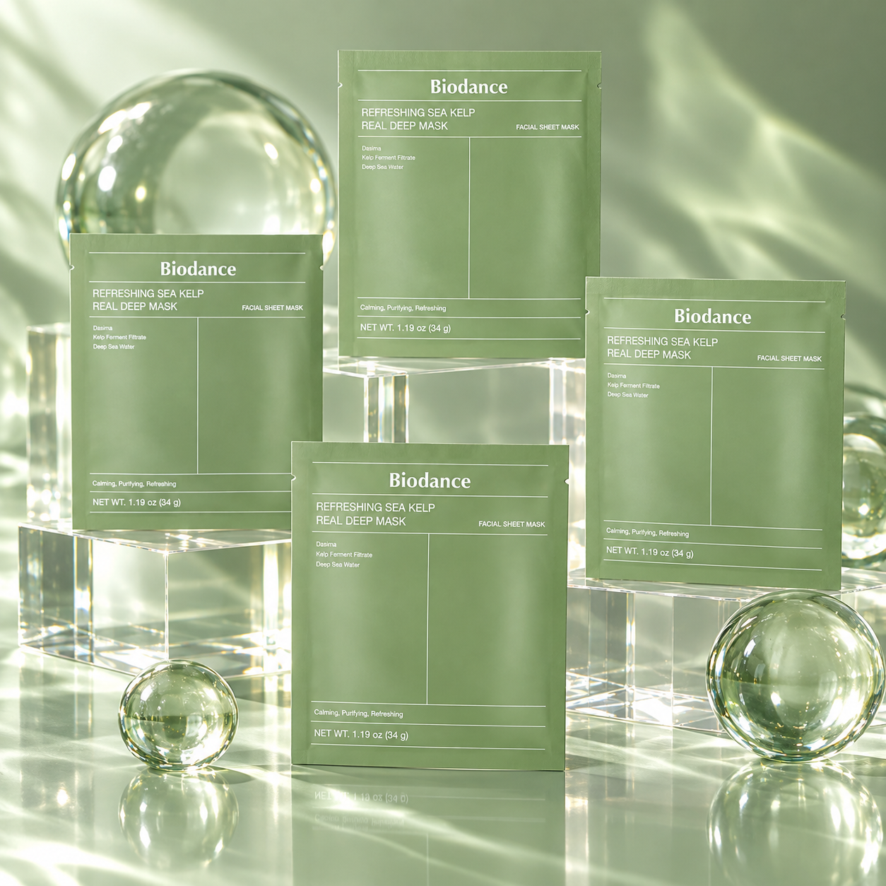 Zklidňující hydrogelová maska s mořskými řasami – Biodance 4 ks × 34 g