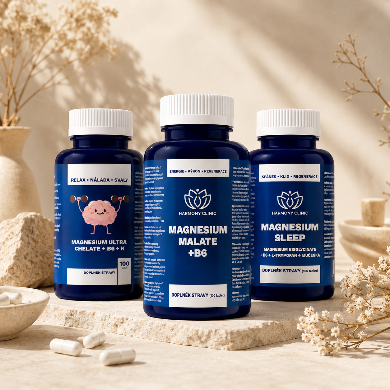 Hořčík pro energii, regeneraci a večerní relaxaci – Magnesium Malate + Magnesium Ultra Chelate + Magnesium Sleep – MAGNESIUM KOMPLET