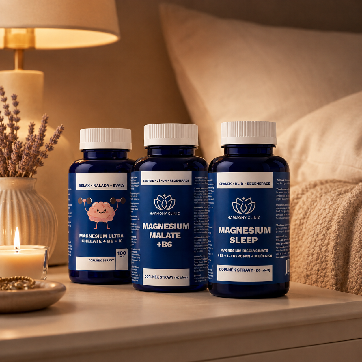 Hořčík pro energii, regeneraci a večerní relaxaci – Magnesium Malate + Magnesium Ultra Chelate + Magnesium Sleep – MAGNESIUM KOMPLET