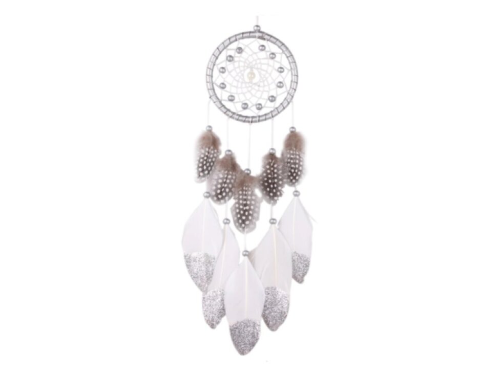 Lapač snů bílošedý se třpytkami - střední velikost