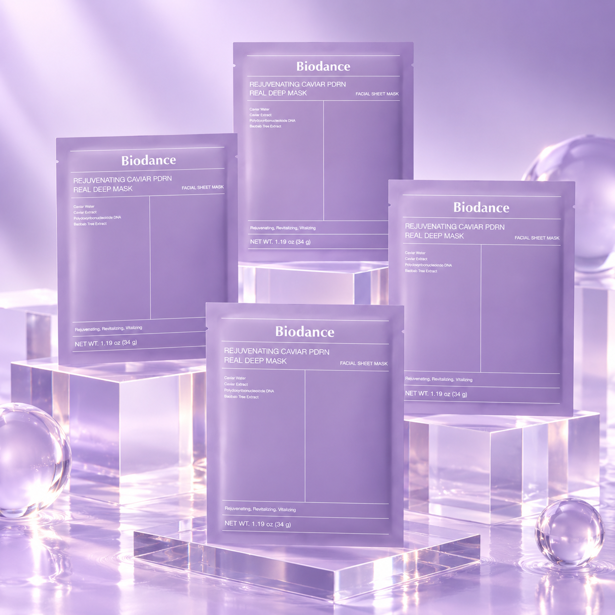 Revitalizační hydrogelová maska s kaviárem a PDRN – Biodance 4 ks × 34 g