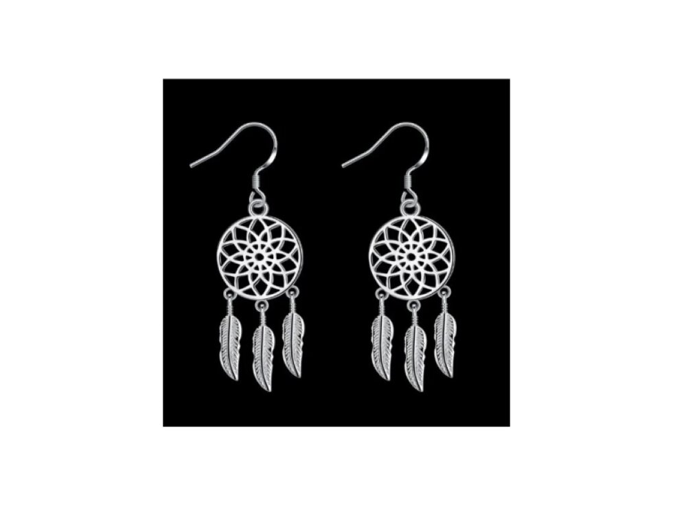 Náušnice Lapač snů s mandalou - Závěsné