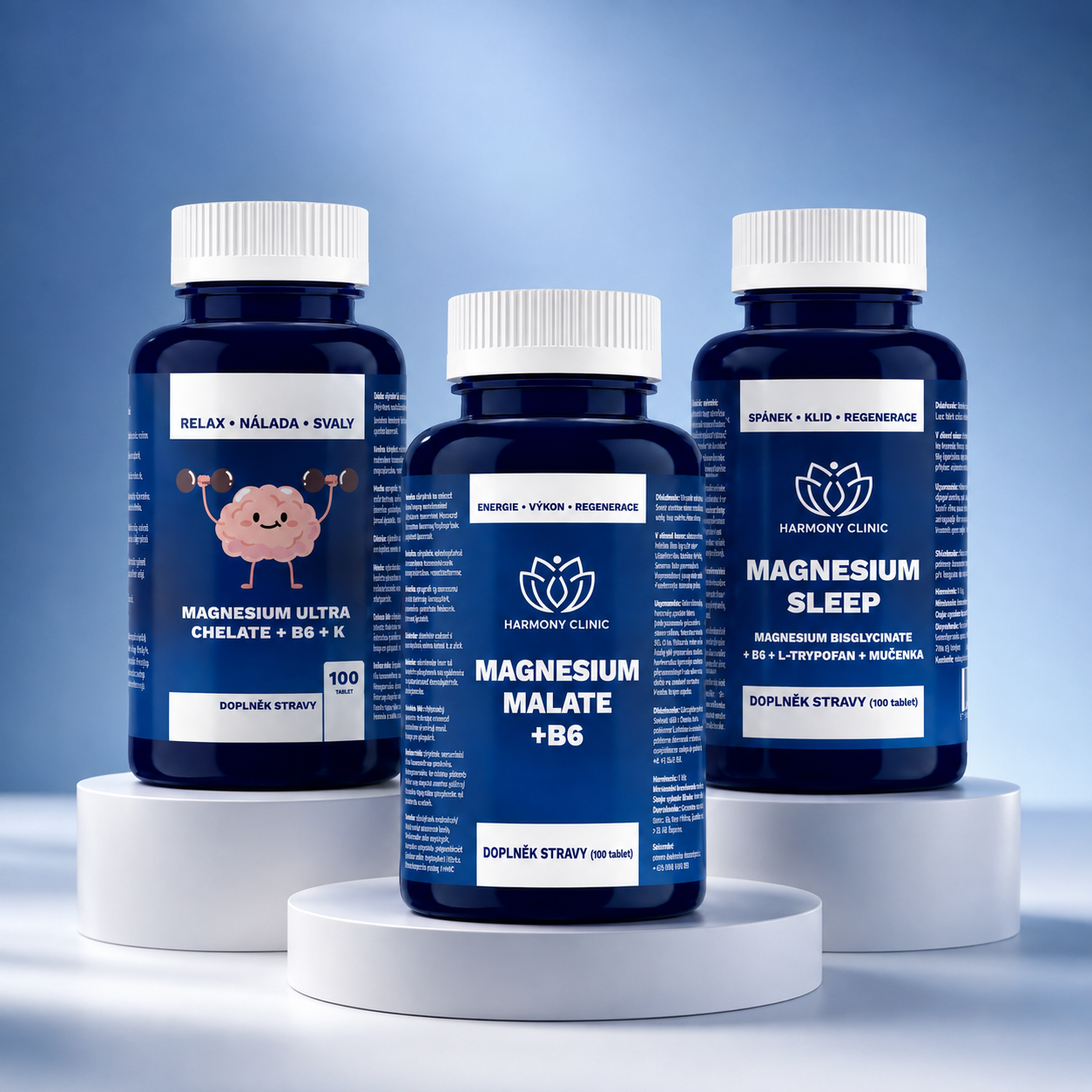 Hořčík pro energii, regeneraci a večerní relaxaci – Magnesium Malate + Magnesium Ultra Chelate + Magnesium Sleep – MAGNESIUM KOMPLET
