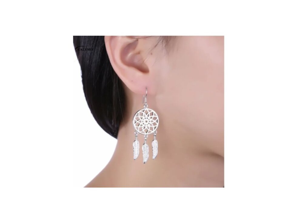 Náušnice Lapač snů s mandalou - Závěsné