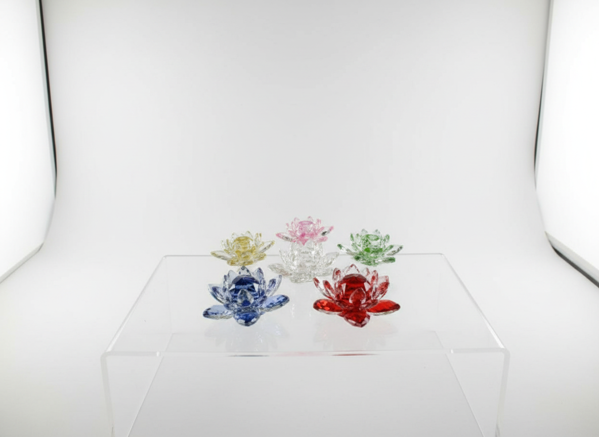 Křišťálový květ lotos 11cm - barevný, elegantní dekorace