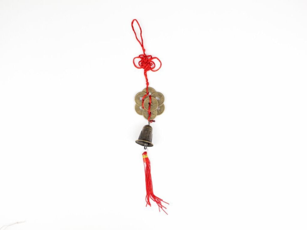 Ověs kolo mincí a zvonek - Stylový a praktický doplněk