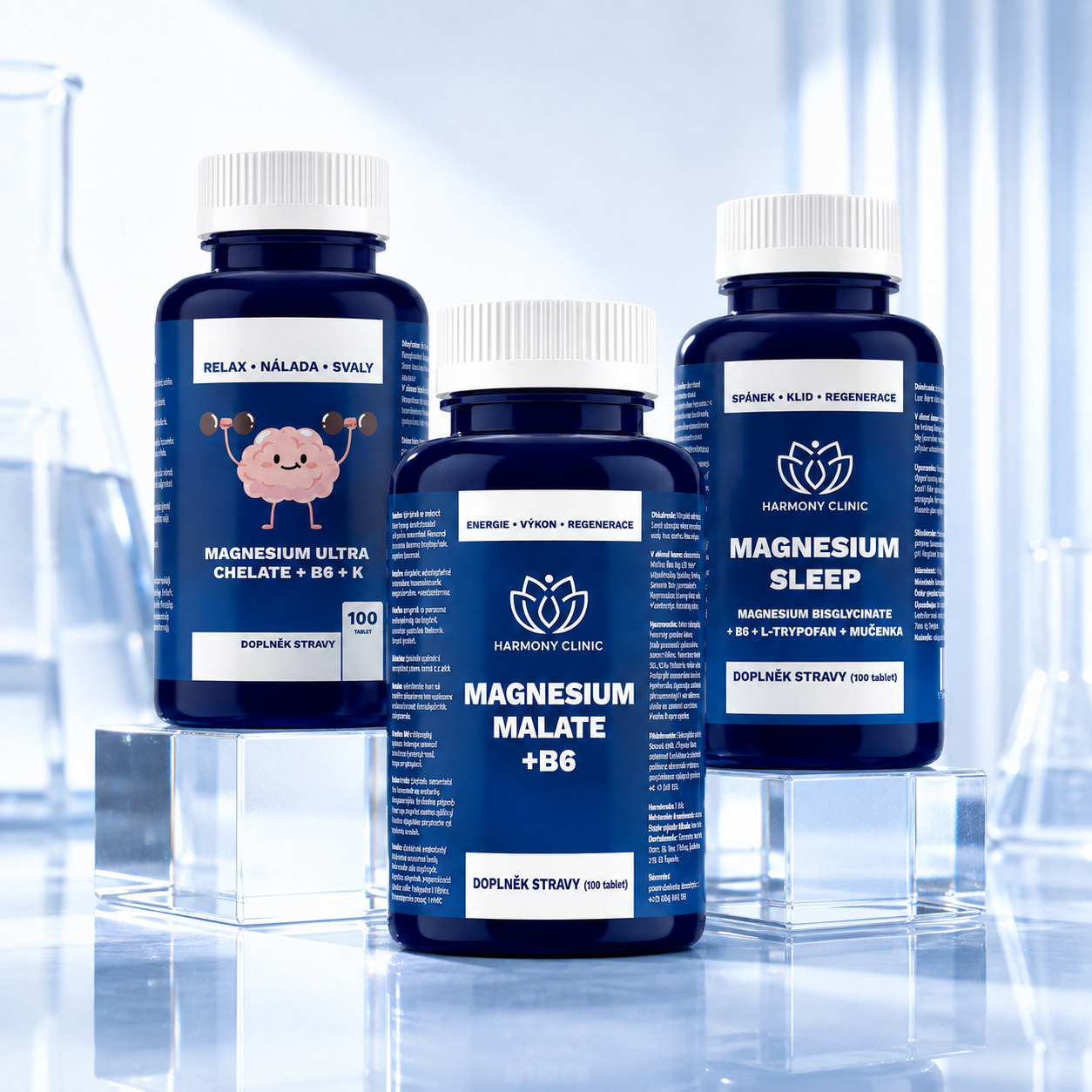 Hořčík pro energii, regeneraci a večerní relaxaci – Magnesium Malate + Magnesium Ultra Chelate + Magnesium Sleep – MAGNESIUM KOMPLET