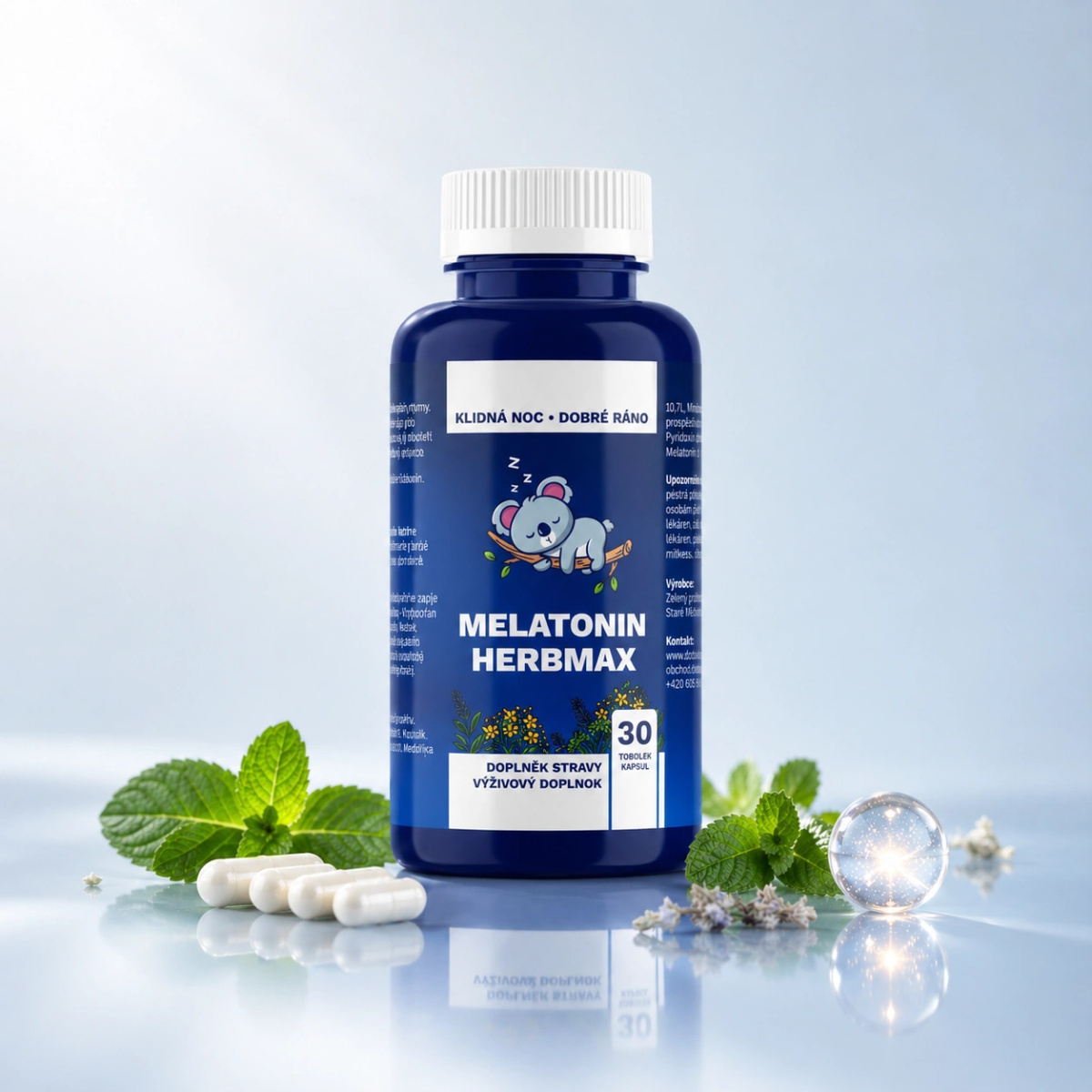MELATONIN HERBMAX - Přírodní doplněk pro klidný spánek, 30 tablet