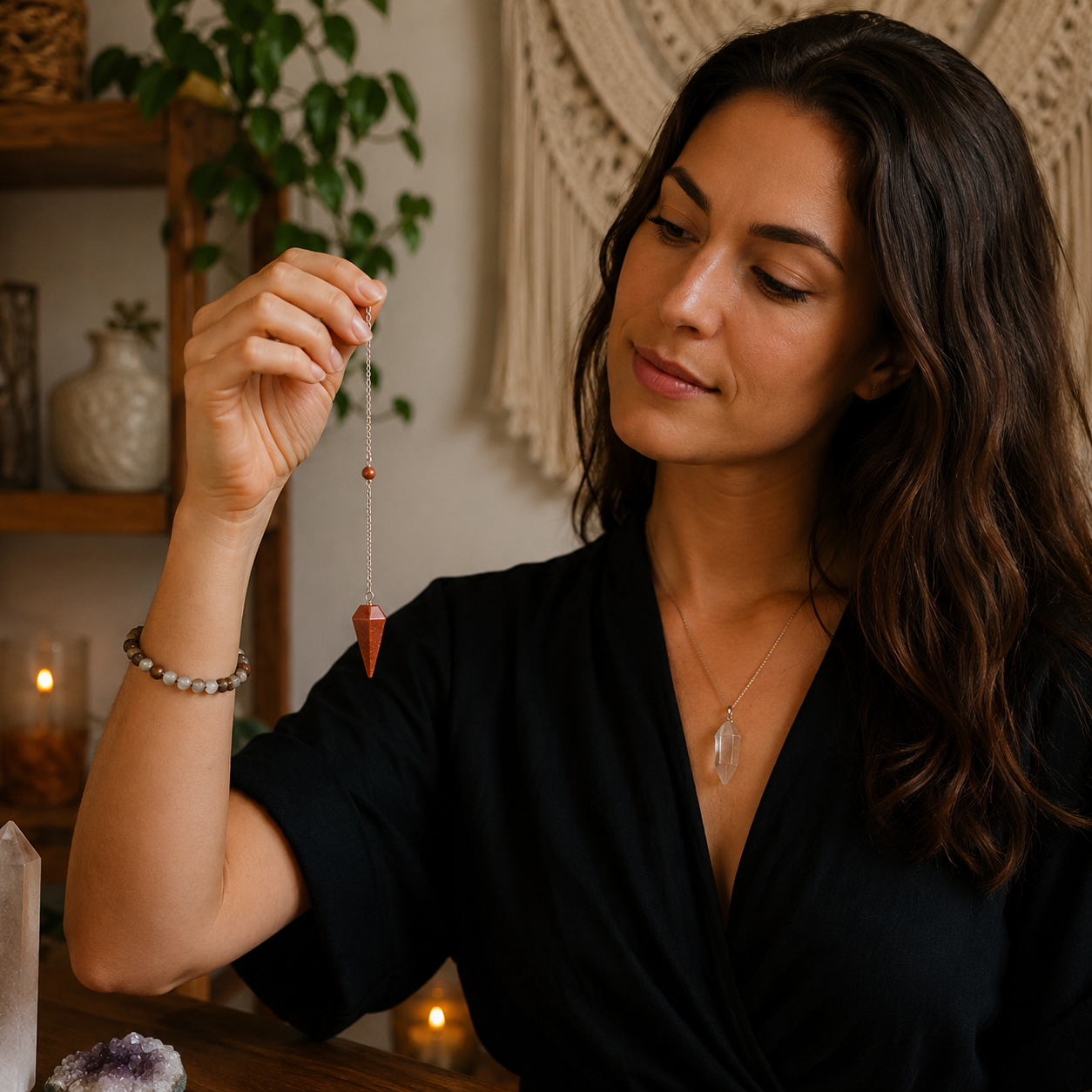 Kyvadlo velké - Zlatý avanturín pro meditaci