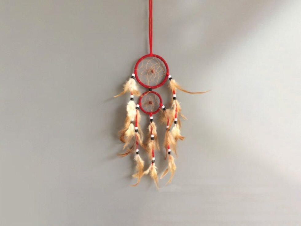 Lapač snů - menší červený | Tradiční ochrana a styl