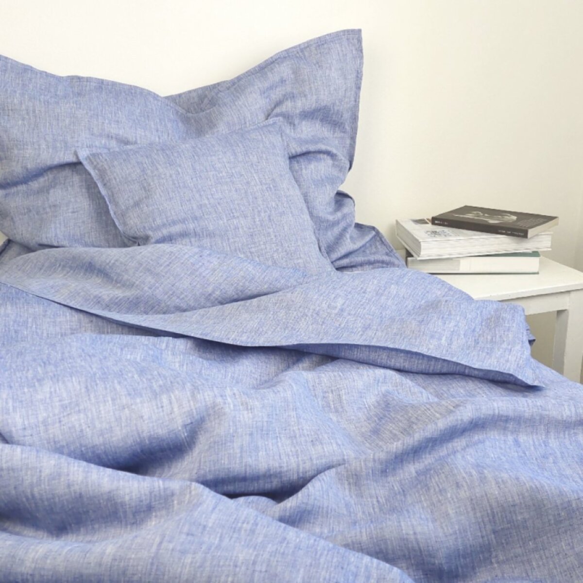 Lněné povlečení COMFORT MELANGE BLUE - SADA