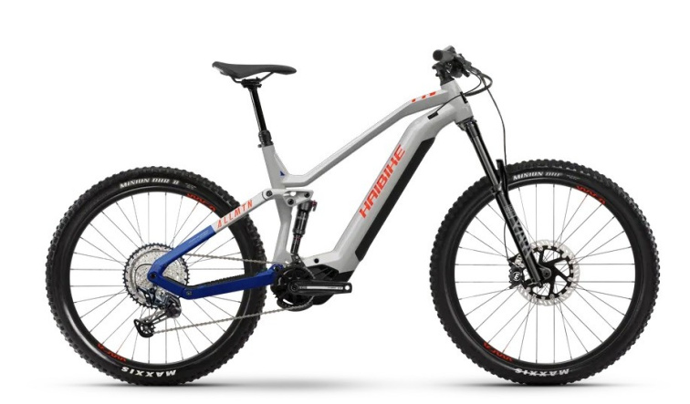 Haibike AllMtn 7 Ocean/Black/Orange gloss celoodpružené elektrokolo