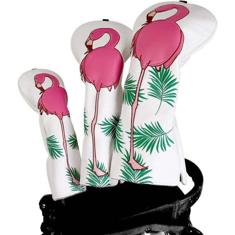 Flamingo White Hybrid Golf Headcover
