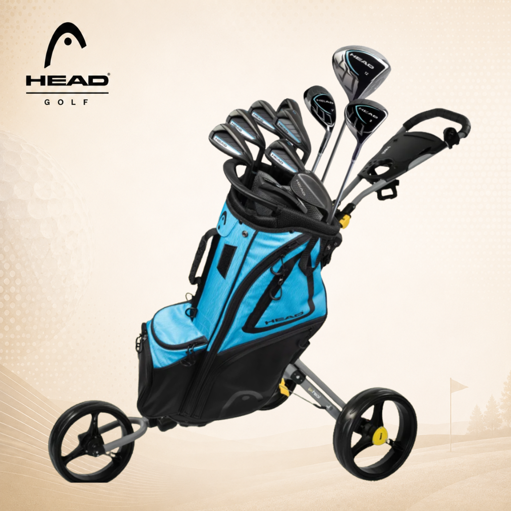 HEAD GOLF dámský kompletní golfový set + skladný ruční vozík iCart go grafit RH