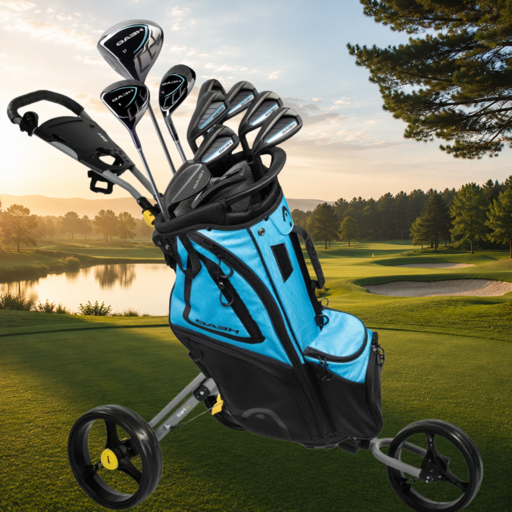 HEAD GOLF dámský kompletní golfový set + skladný ruční vozík iCart go grafit RH