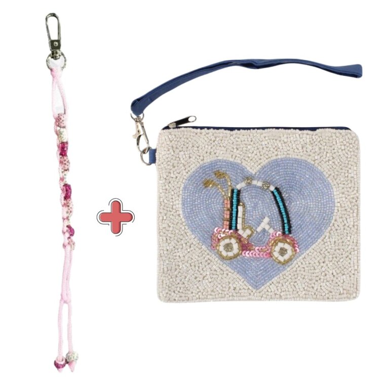 BEST OF GOLF America kuličkové počítadlo Pink Flamingo + "Love Cart" Beaddie golfová taštička