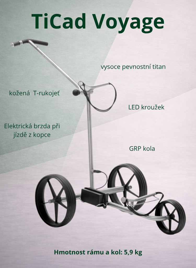 TiCad Voyage elektrický titanový golfový vozík