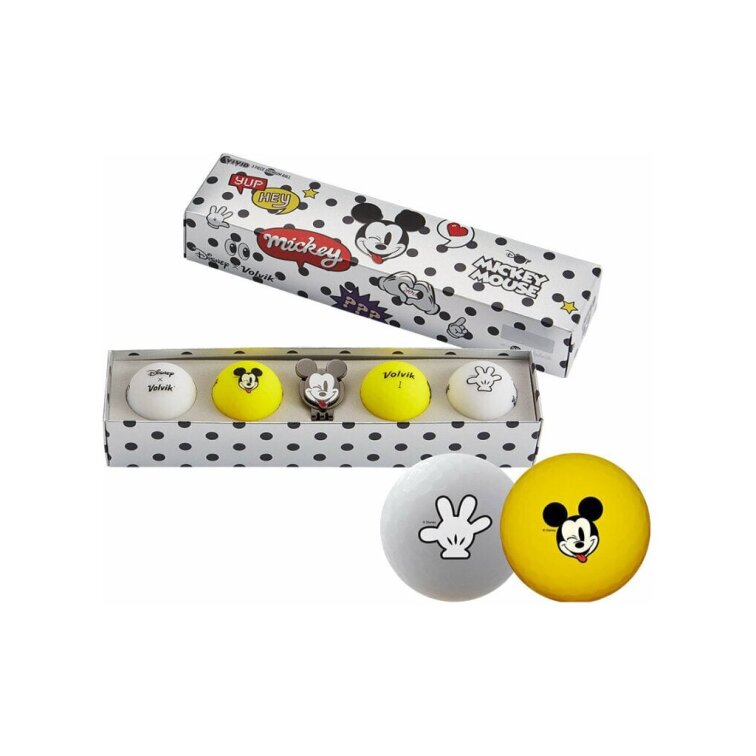 Volvik Disney Characters Mickey Mouse dárkové balení golfových míčků s markovátkem