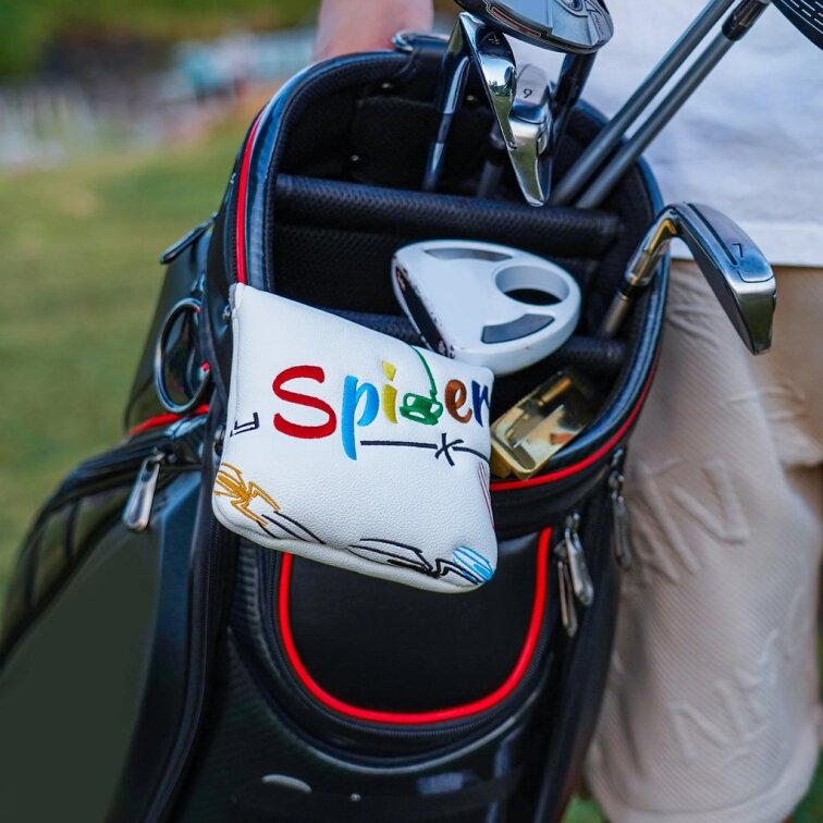 White PU Colorful Spider Square Putter Headcover
