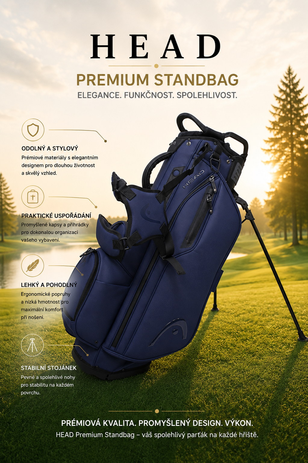 Torba golfowa HEAD premium w kolorze niebieskim