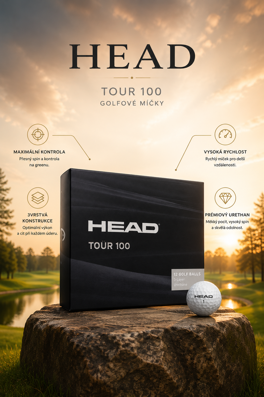 HEAD TOUR 100 piłek golfowych