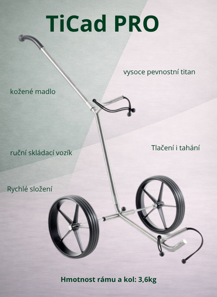 TiCad Pro ruční golfový vozík titanový (GFK kola)
