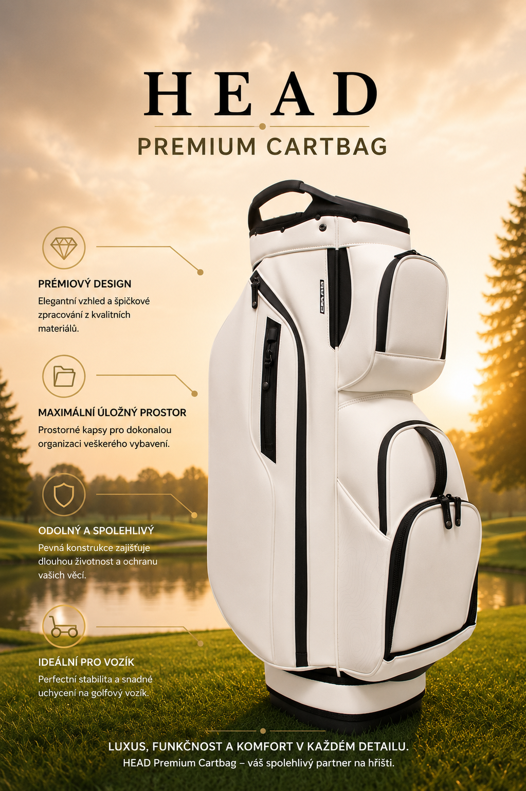 Torba golfowa HEAD premium w kolorze białym