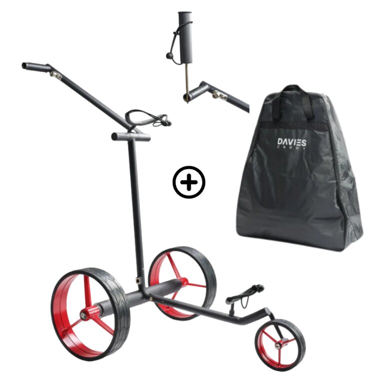 Elektryczny wózek golfowy Davies Caddy PREMIUM czarno-czerwony