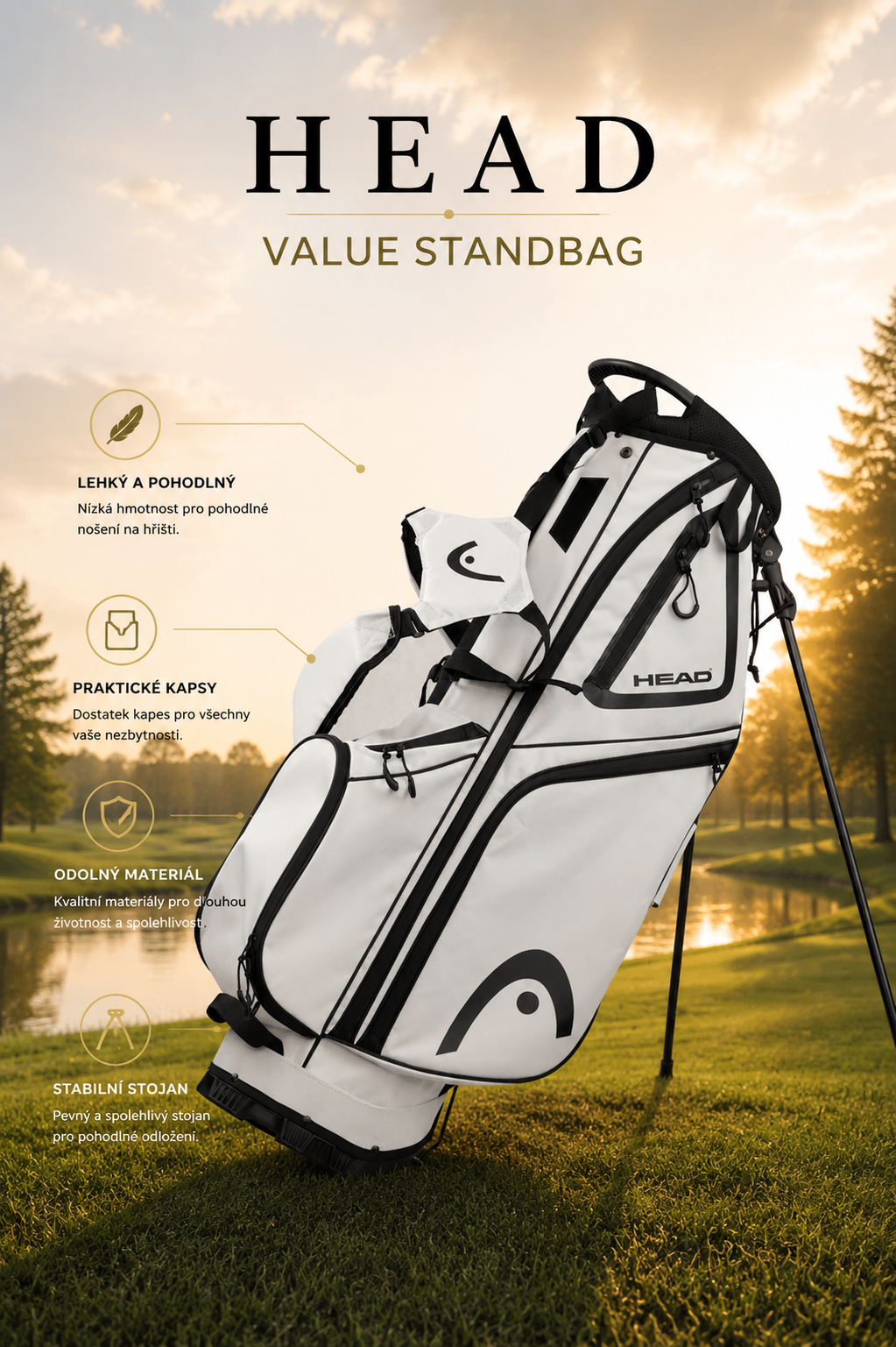 Torba golfowa stojąca HEAD Value w kolorze białym