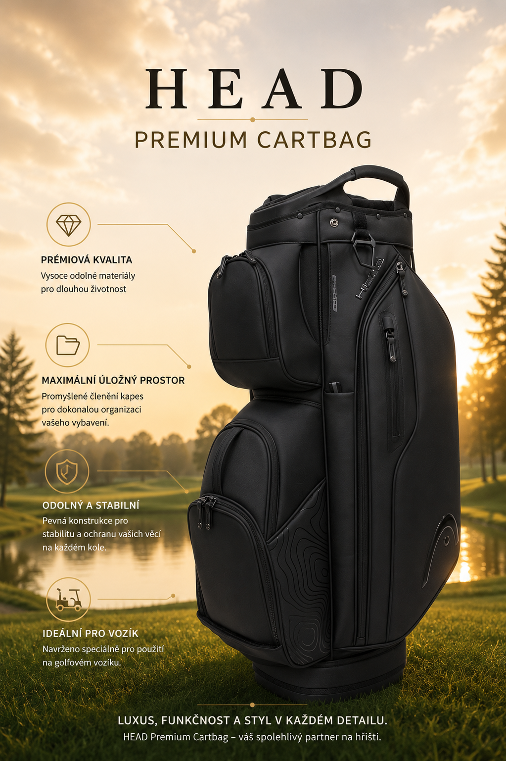 Torba golfowa HEAD premium w kolorze czarnym