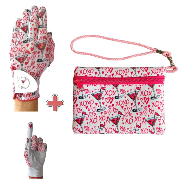 BEST OF GOLF America dámská golfová rukavice XOXO vel M pravá + golfová taštička XOXO