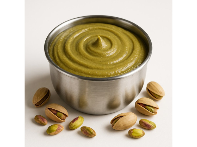 Pistáciový banánový koláč s matchou a lesním ovocem