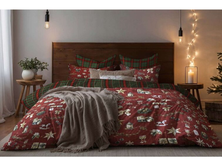 Krepové obliečky Kúzlo Vianoc - červené - duo