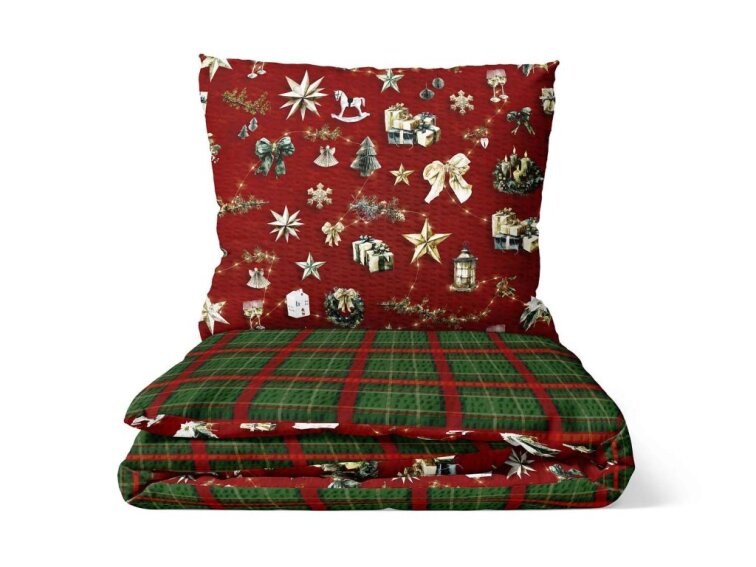 Krepové obliečky Kúzlo Vianoc - červené - duo