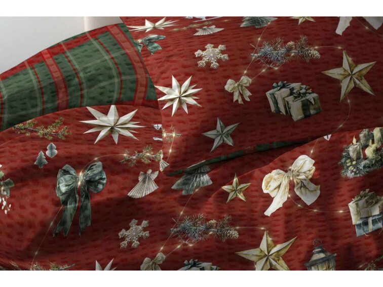 Krepové obliečky Kúzlo Vianoc - červené - duo