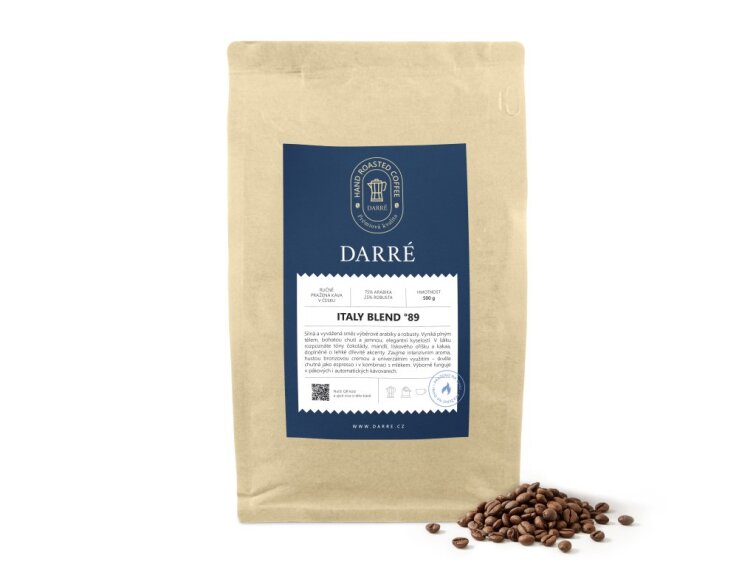 Prémiová zrnková káva Italy Blend °89 - 75% Arabika, 25% Robusta