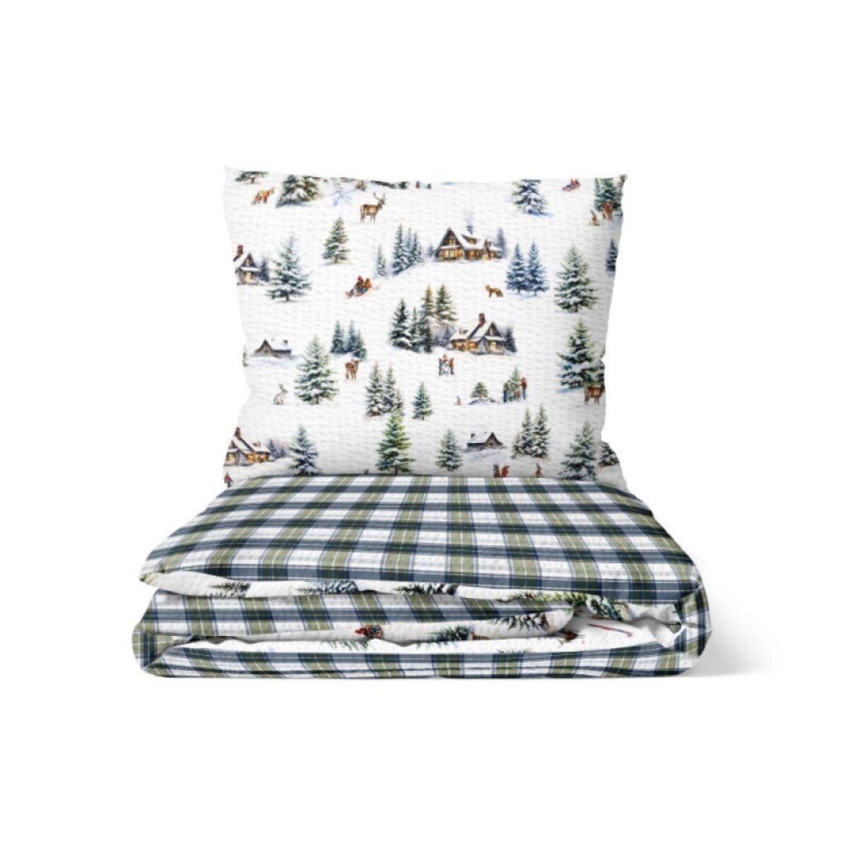 Krepové perkálové obliečky Vianoce na horách - duo