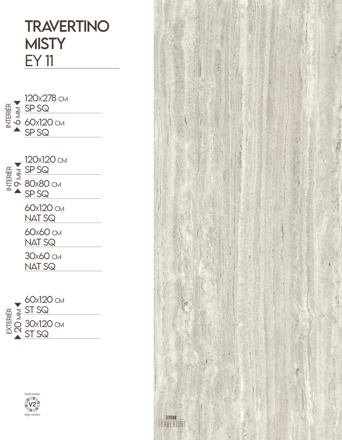 Dlažba a obklad Elysian 9 mm - Travertino Light EY 07