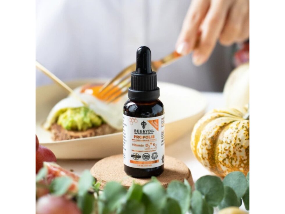 POBO TEST Vitamin D₃ + K₂ (1000 IU) s anatolským propolisem A.P.E.® (30 %)