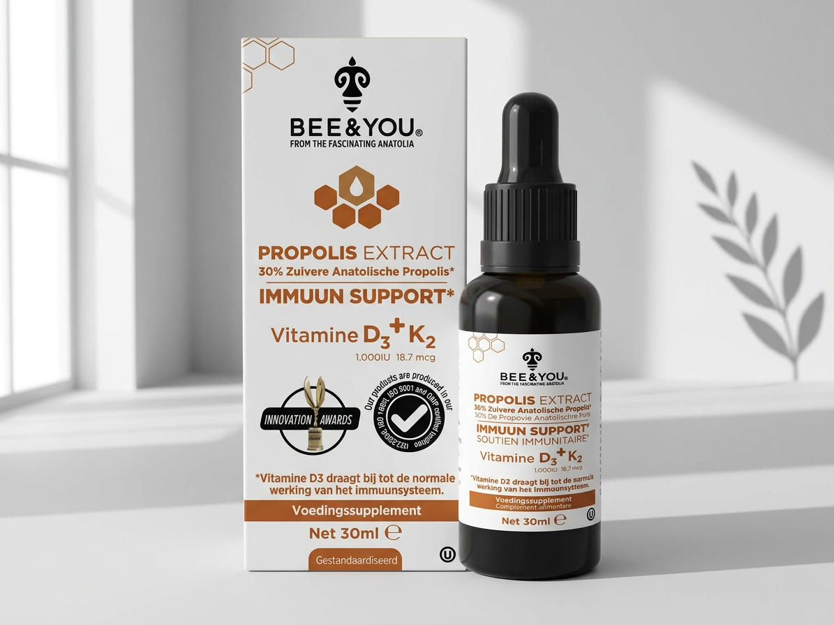 POBO TEST Vitamin D₃ + K₂ (1000 IU) s anatolským propolisem A.P.E.® (30 %)